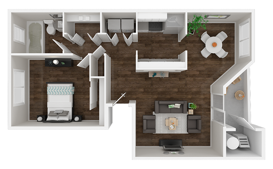 One Bedroom  floor plan | Manchester Court Apts in Modesto, CA 95350